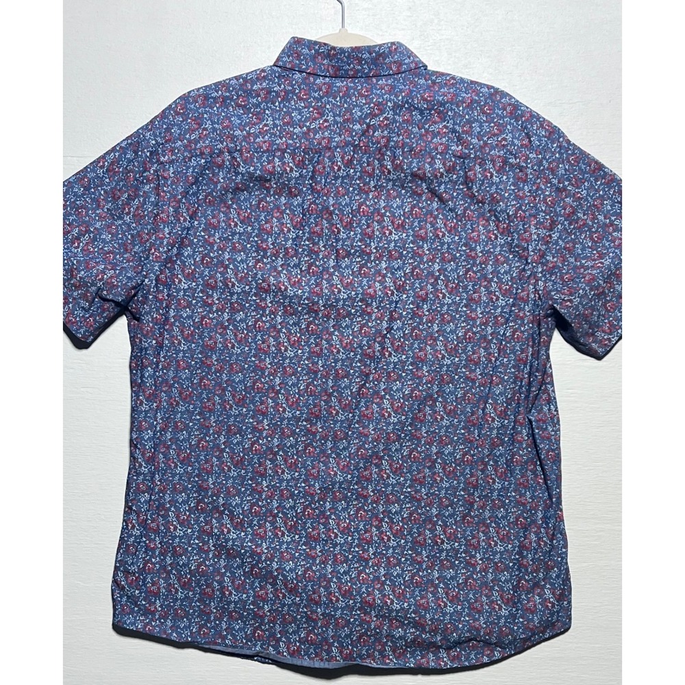 UNTUCKit Hartwell Men Large Blue Red Floral Short Sleeve Button Down Shirt 40646 - Picture 3 of 6